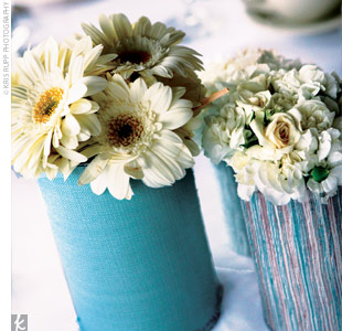 Blue and Green Wedding Centerpieces